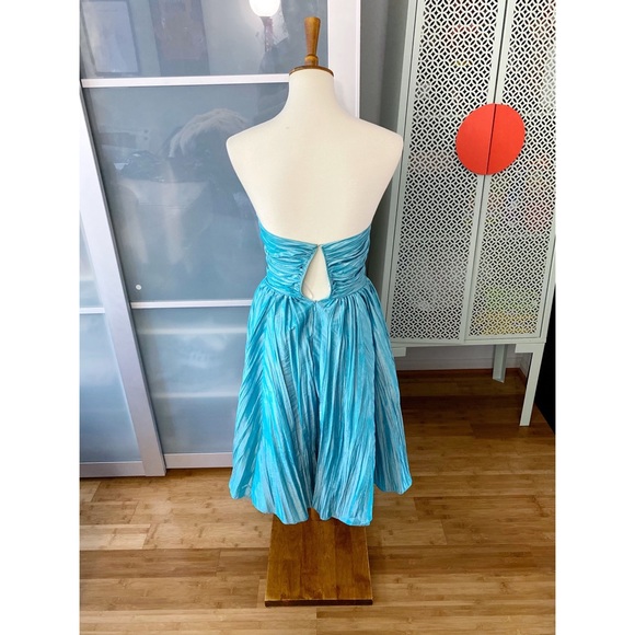 ABS Allen Schwartz Strapless Blue Cocktail Dress - Picture 2 of 8